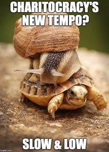 Charitocracy's new tempo? Slow & low.